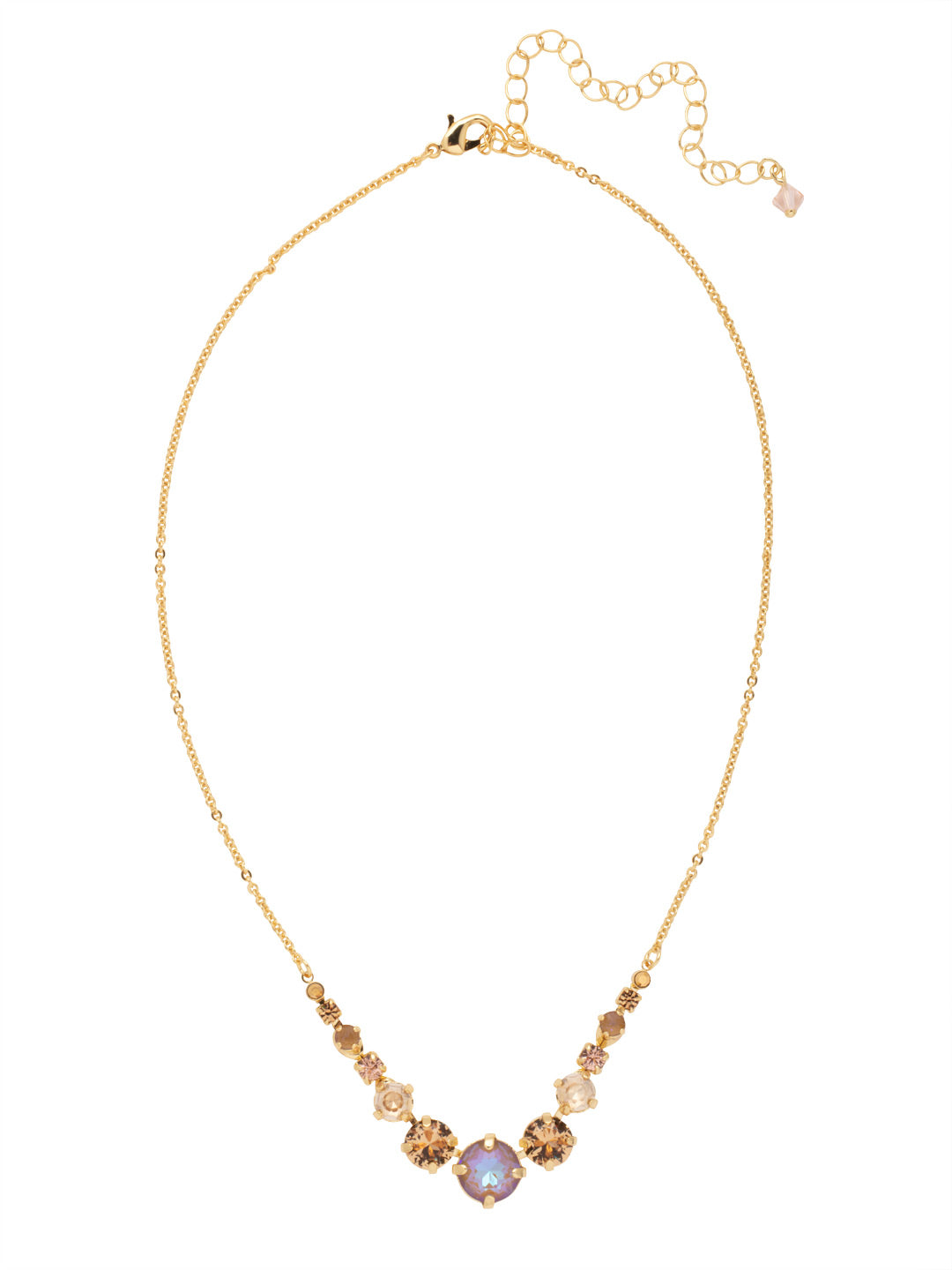 London Tennis Necklace - NCQ14BGRSU - <p>A long, simple chain paired with gorgeous round stones is exactly what every girl needs to dress things up. This round stone necklace is perfect for layering, or to just wear alone. Let the simple sparkle take over. From Sorrelli's Raw Sugar collection in our Bright Gold-tone finish.</p>