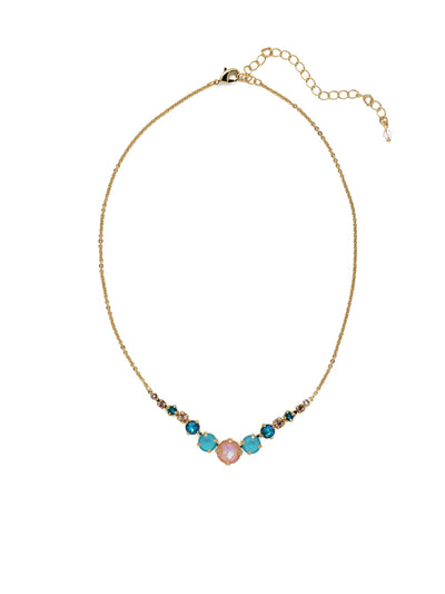 London Tennis Necklace - NCQ14BGSOP - <p>A long, simple chain paired with gorgeous round stones is exactly what every girl needs to dress things up. This round stone necklace is perfect for layering, or to just wear alone. Let the simple sparkle take over. From Sorrelli's South Pacific collection in our Bright Gold-tone finish.</p>