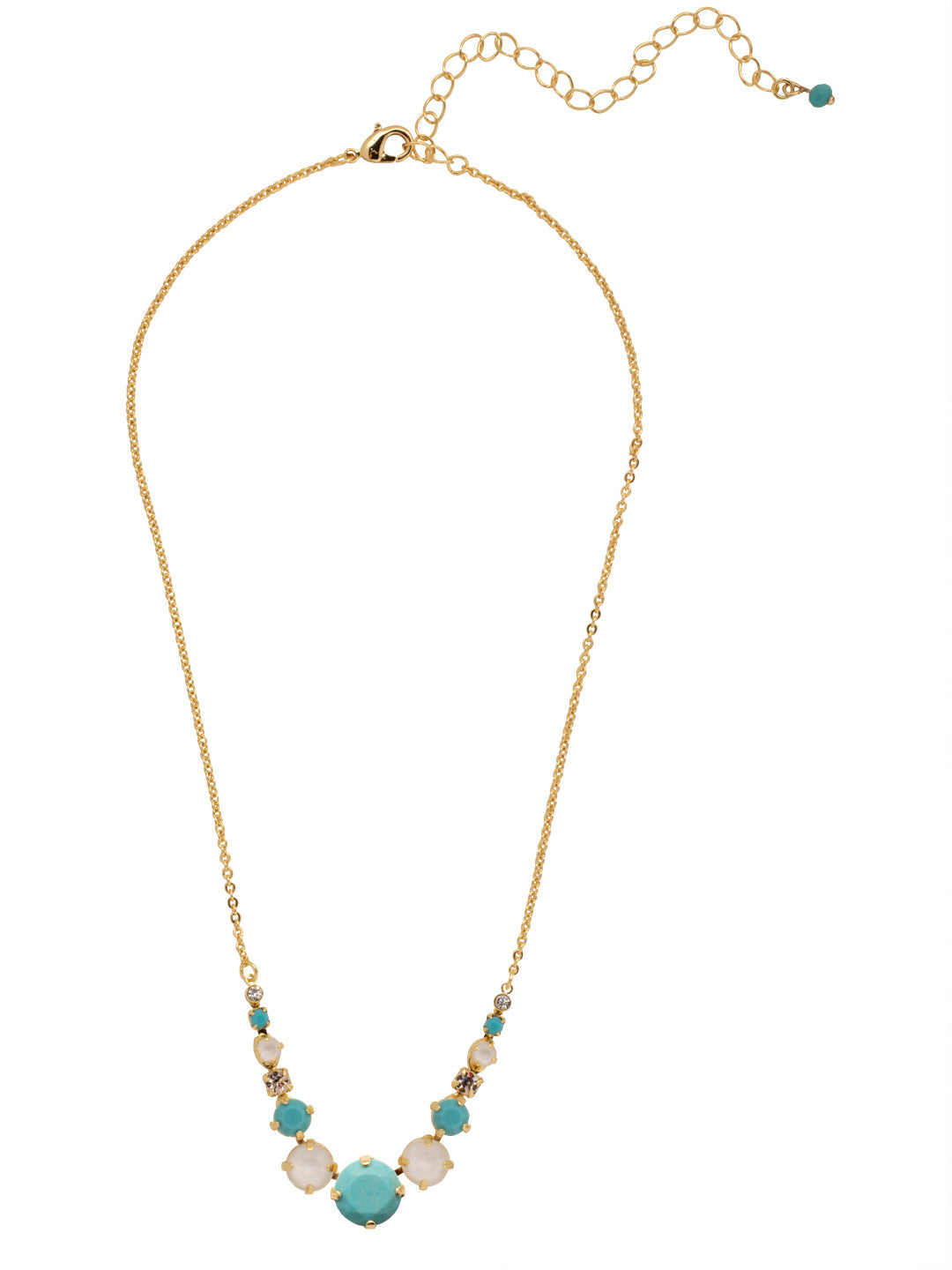 London Tennis Necklace - NCQ14BGSTO - <p>A long, simple chain paired with gorgeous round stones is exactly what every girl needs to dress things up. This round stone necklace is perfect for layering, or to just wear alone. Let the simple sparkle take over. From Sorrelli's Santorini collection in our Bright Gold-tone finish.</p>