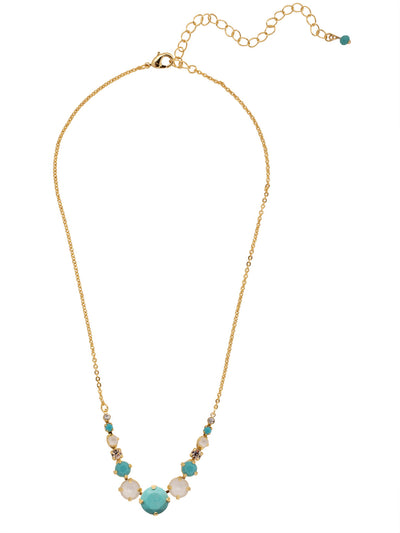 London Tennis Necklace - NCQ14BGSTO - <p>A long, simple chain paired with gorgeous round stones is exactly what every girl needs to dress things up. This round stone necklace is perfect for layering, or to just wear alone. Let the simple sparkle take over. From Sorrelli's Santorini collection in our Bright Gold-tone finish.</p>