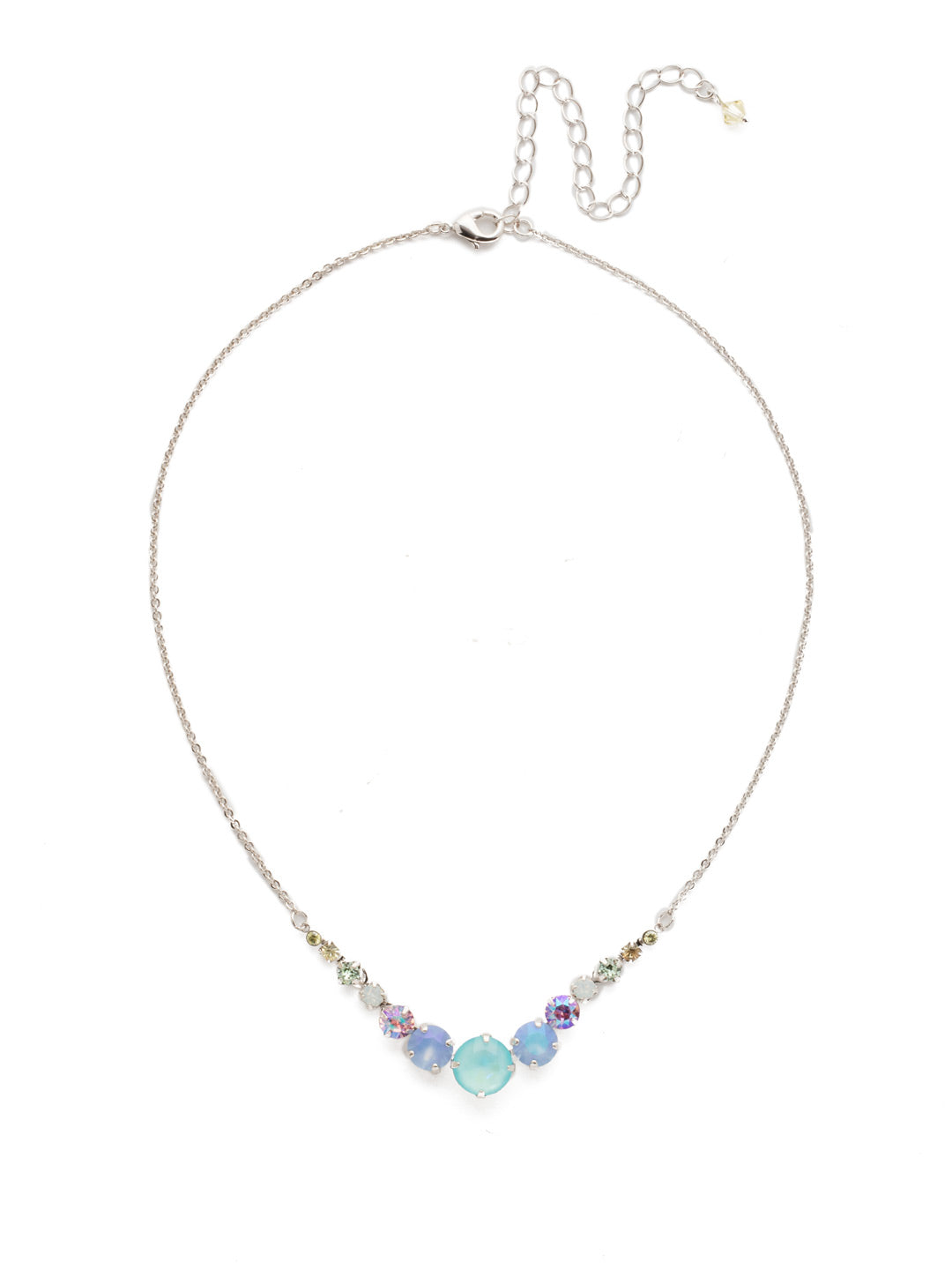 London Tennis Necklace - NCQ14RHSSU - <p>A long, simple chain paired with gorgeous round stones is exactly what every girl needs to dress things up. This round stone necklace is perfect for layering, or to just wear alone. Let the simple sparkle take over. From Sorrelli's Seersucker collection in our Palladium Silver-tone finish.</p>