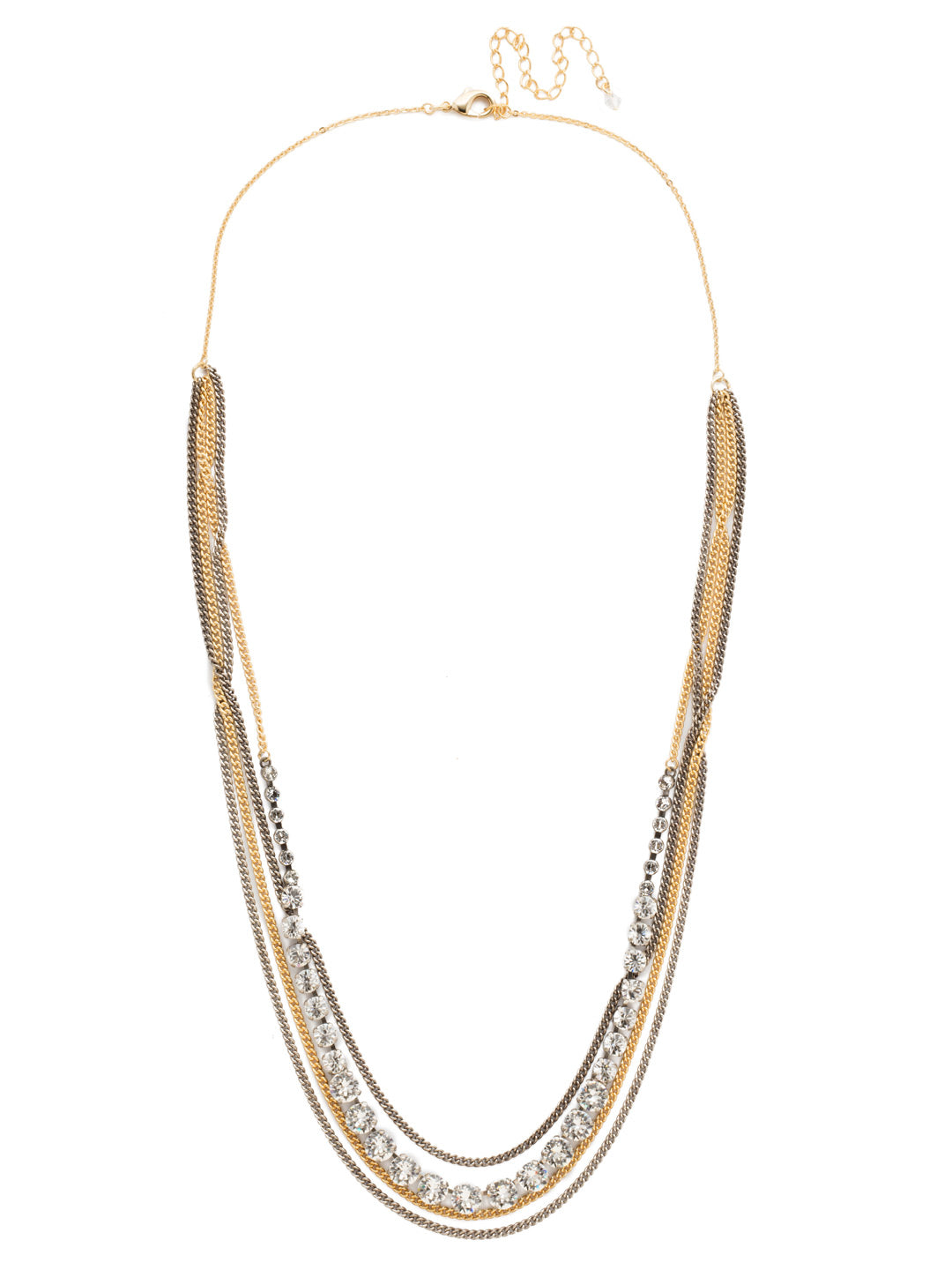Layer It On Multi-Strand Layered Necklace - NCR73MXCRY - <p>Styled for you. Rows of mixed metal chain and crystal intertwine in this quintessential long layered necklace! From Sorrelli's Crystal collection in our Mixed Metal finish.</p>