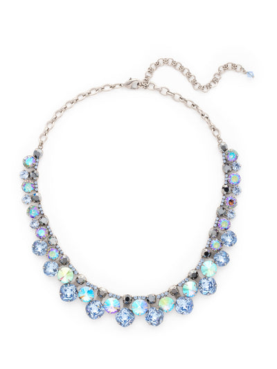 Cushion Cut Crystal Statement Collar Statement Necklace - NCT14ASIB - <p>Stacks of glamour! This collar necklace features round and cushion cut crystals stacked on top of each other for big, bold sparkle. From Sorrelli's Ice Blue collection in our Antique Silver-tone finish.</p>