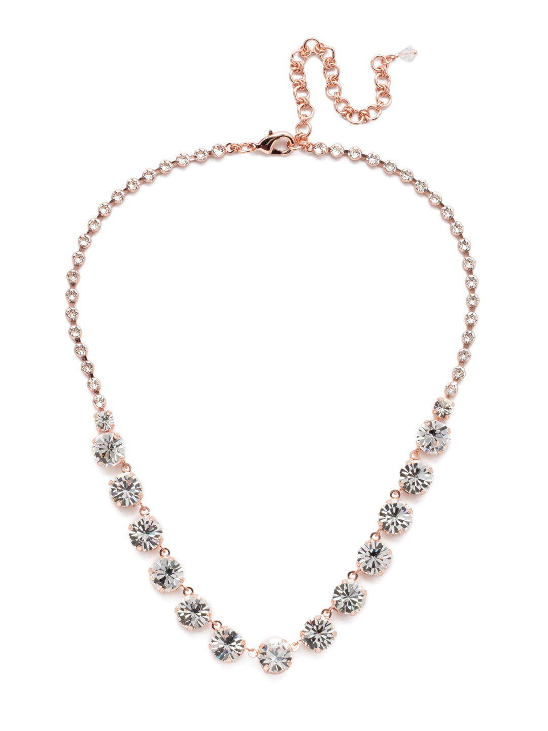 Ashley Rivoli Tennis Necklace - NCU19RGCRY - <p>A classic beauty! This necklace boasts a little extra flare with its beautifully faceted rivoli crystals and decorative stone encrusted chain. You're set to sparkle from every angle. From Sorrelli's Crystal collection in our Rose Gold-tone finish.</p>