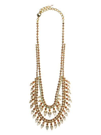 Twin Layered Statement Necklace - NCU21BGCOR - <p>Two layers of sparkle come together to create this chandelier statement. Each layer of sparkle contains a double strand of round crystals with teardrop shaped stones beneath. From Sorrelli's Coral Reef collection in our Bright Gold-tone finish.</p>