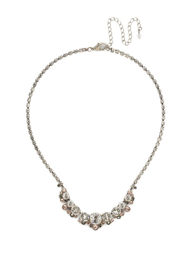 Multi-cut Round Crystal Cluster Line Tennis Necklace - NCW11ASSNB - <p>A little sparkle can go a long way! This petite necklace contains clusters of round crystals on a rhinestone encrusted chain for the perfect understated look. From Sorrelli's Snow Bunny collection in our Antique Silver-tone finish.</p>
