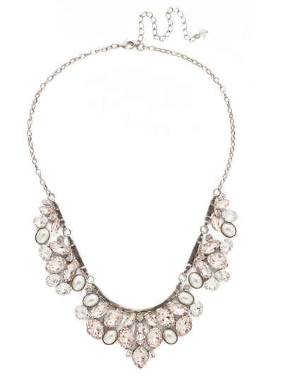 Floral Crystal Cluster Classic Necklace - NCY2ASPLS - <p>Sparkle in full bloom! This classic necklace features a beautiful combination of multi-cut crystals and semi-precious stone accents, all hanging from segments of hammered metal. </p><p> From Sorrelli's Soft Petal collection in our Antique Silver-tone finish.</p>