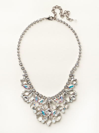 Multi-Cut Crystal Collage Bib Necklace - NCZ15ASWBR - <p>A statement of sparkle! This decorative bib features a collage of multi-cut crystals beneath a dazzling rhinestone chain. From Sorrelli's White Bridal collection in our Antique Silver-tone finish.</p>