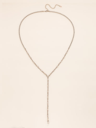 Delicate Crystal Lariat - NCZ42ASSNB - <p>This all crystal design repeats around the neck and is finished with a simply stunning crystal bead. From Sorrelli's Snow Bunny collection in our Antique Silver-tone finish.</p>