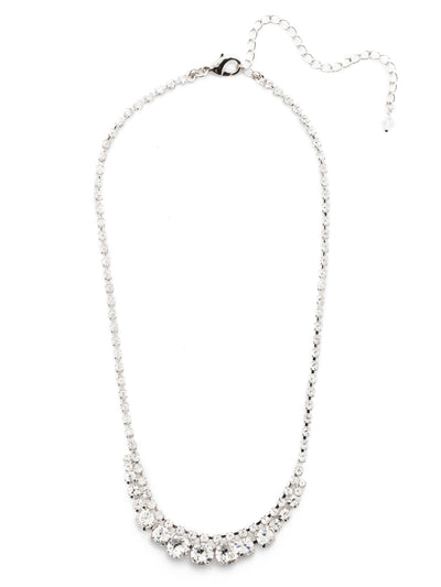 Round and Rhinestone Tennis Necklace - NDA14RHCRY - <p>This classic line necklace features a row of multi-sized round crystals set beneath a strand of rhinestone chain that gives this piece just the right amount of all around sparkle! From Sorrelli's Crystal collection in our Palladium Silver-tone finish.</p>