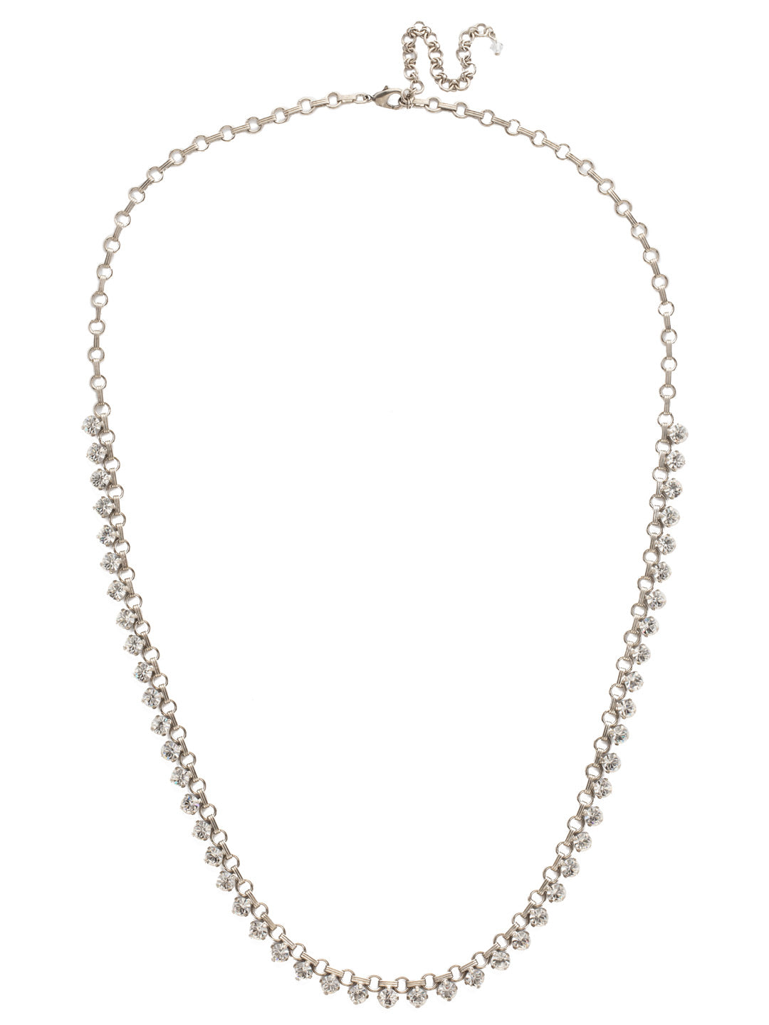 Petite Round Crystal Long Strand - NDE29ASCRY - <p>This long strand features a looped chain adorned with small, round crystals. Wear on its own or add it to your favorite layered look. From Sorrelli's Crystal collection in our Antique Silver-tone finish.</p>