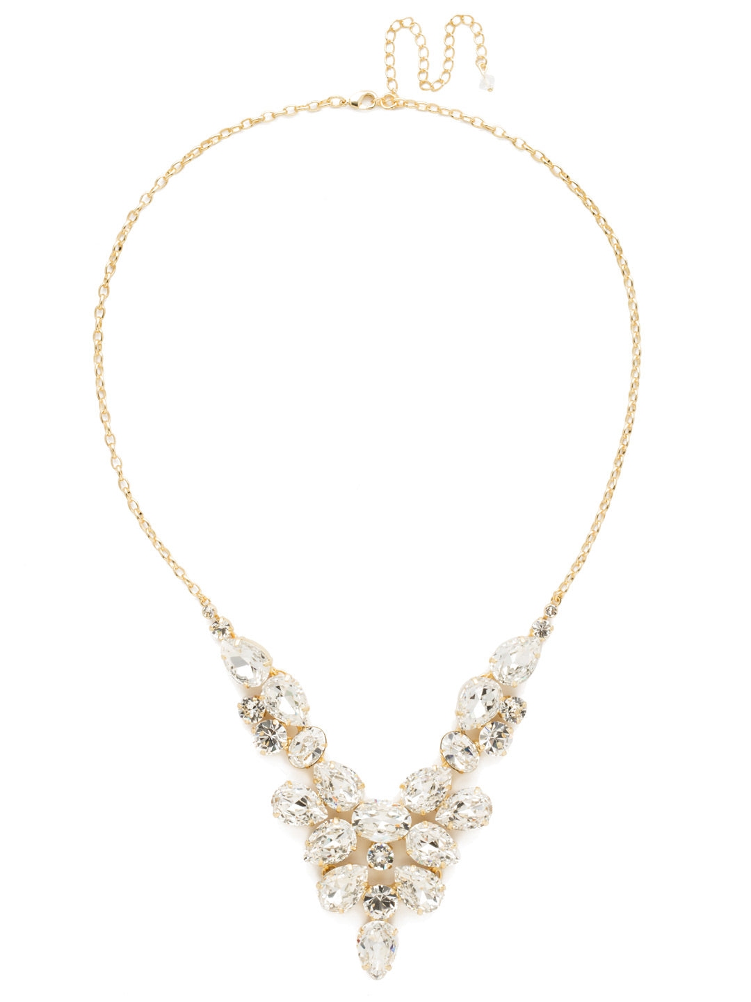 Chambray Statement Necklace - NDE59BGCRY - <p>Our Chambray Statement Necklace has it all! Semi-precious stones sprinkled throughout clusters of round and pear-shaped crystals makes for an unforgettable bib necklace. From Sorrelli's Crystal collection in our Bright Gold-tone finish.</p>
