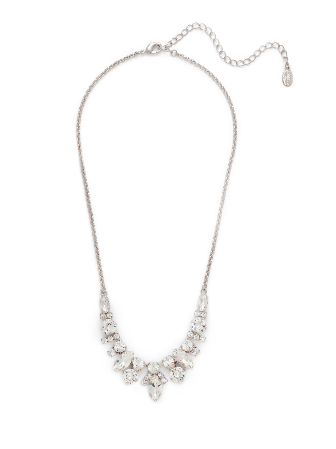 Noveau Navette Statement Necklace - NDG90RHCRY - <p>Three shimmering navettes are the focus of this modern, yet classic style. From Sorrelli's Crystal collection in our Palladium Silver-tone finish.</p>