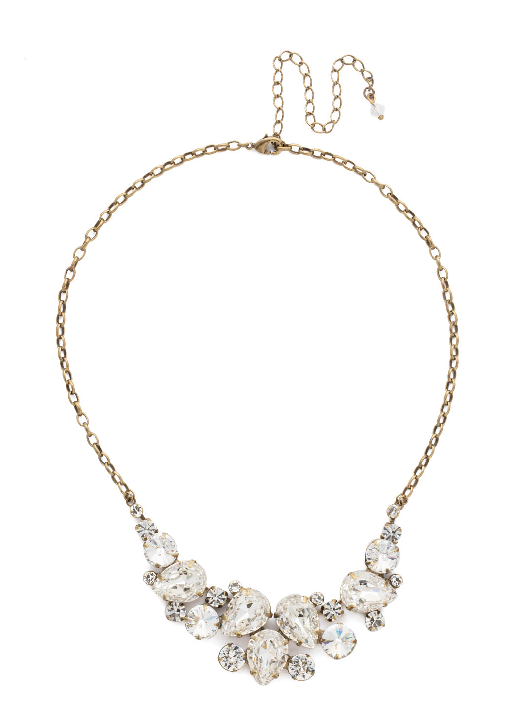 Nested Pear Statement Necklace - NDJ14AGCRY - <p>Our Nested Pear Statement Necklace is the perfect addition to any outfit. With a lot of sparkle packed into a sleek unique crystal necklace, sport this style to any and all of life's occasions! From Sorrelli's Crystal collection in our Antique Gold-tone finish.</p>