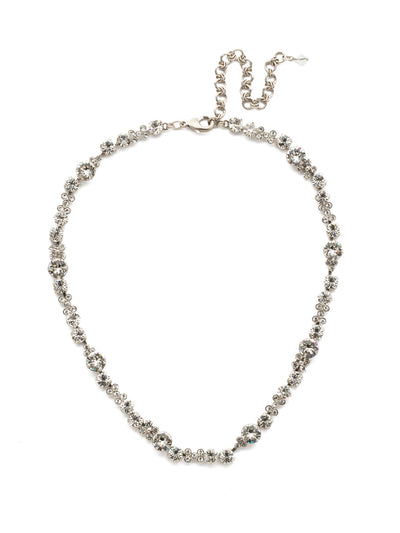 In Bloom Line Necklace - NDK10ASCRY - <p>Put some spring in your step! This classic necklace features a combination of round and floral cluster crystals to add a sweet romantic touch to your everyday look. From Sorrelli's Crystal collection in our Antique Silver-tone finish.</p>
