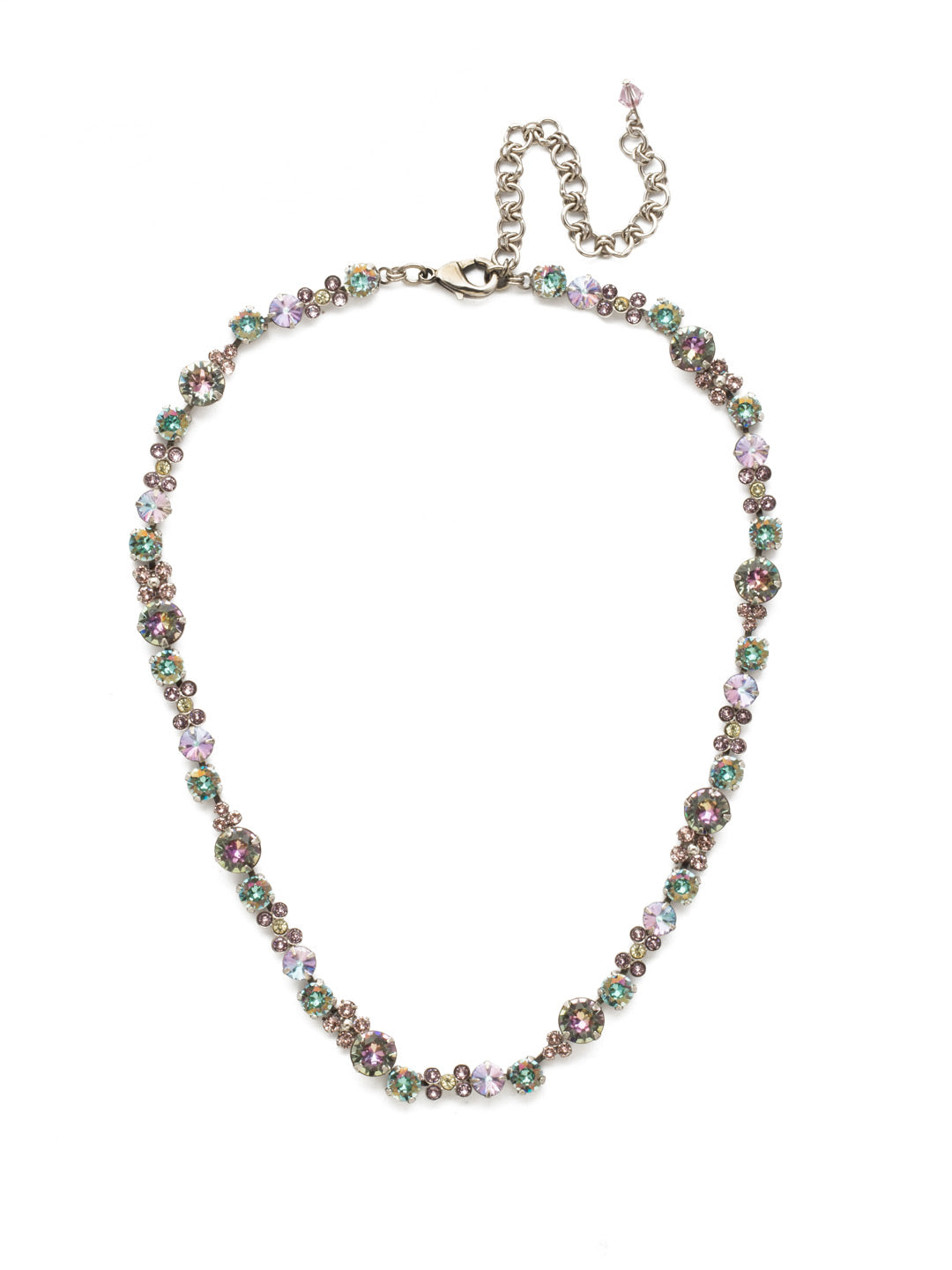 In Bloom Line Necklace - NDK10ASLPA - Put some spring in your step! This classic necklace features a combination of round and floral cluster crystals to add a sweet romantic touch to your everyday look.