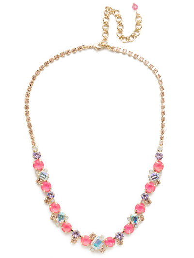 Sophisticated Tennis Necklace - NDK17BGISS - <p>Classic and sophisticated best describe this timeless line necklace. A crystal encrusted chain adds just the right amount of glamour to this fun emerald and round cut pattern. From Sorrelli's Island Sun collection in our Bright Gold-tone finish.</p>