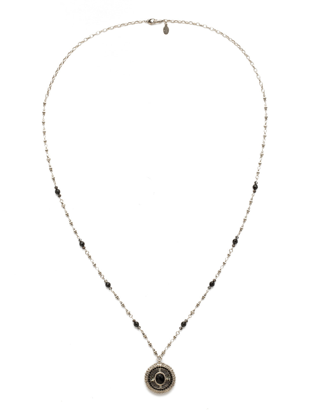 Majestic Medallion Pendant - NDK3ASBON - <p>An ornate gem-laden medallion is highlighted by a delicate textured chain in this must-have design. This style also features a double lobster claw closure which allows for extreme length adjustment and easy layering with other necklaces. From Sorrelli's Black Onyx collection in our Antique Silver-tone finish.</p>