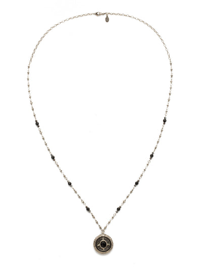 Majestic Medallion Pendant - NDK3ASBON - <p>An ornate gem-laden medallion is highlighted by a delicate textured chain in this must-have design. This style also features a double lobster claw closure which allows for extreme length adjustment and easy layering with other necklaces. From Sorrelli's Black Onyx collection in our Antique Silver-tone finish.</p>