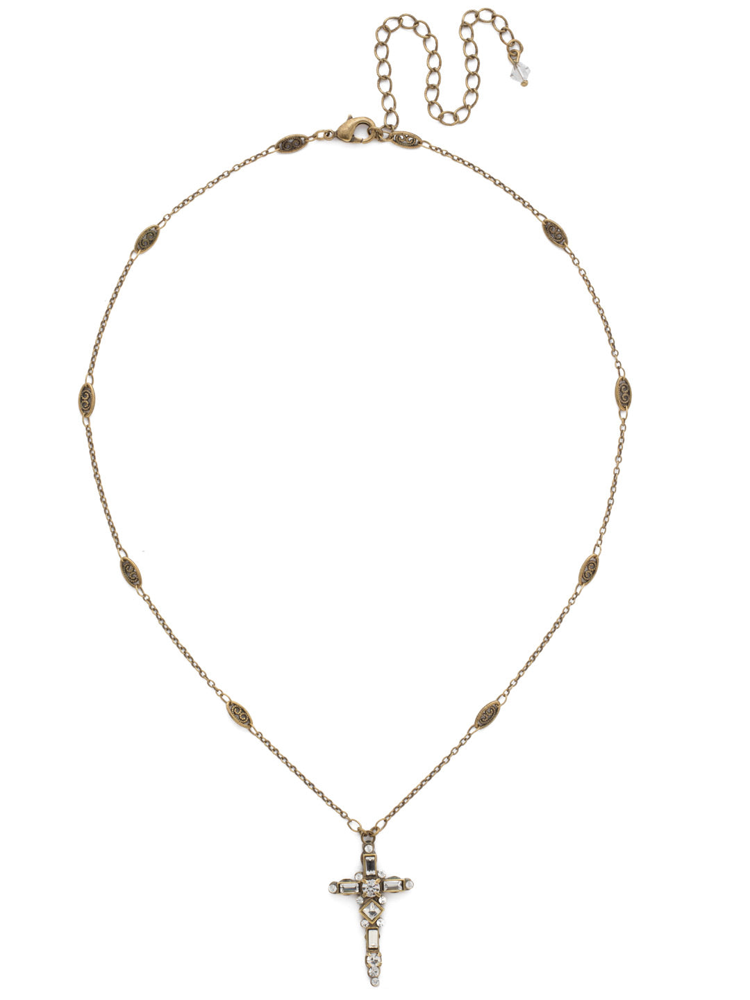 Delicate Cross Pendant Necklace - NDK48AGCRY