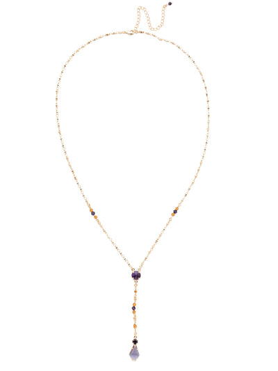 Regal Rhombus Y Pendant Necklace - NDK76BGLPU - <p>A modern take on a throwback style, this delicate design features an intricate design highlighting a beautiful rhombus cut crystal at the tip. Y not try the trend! From Sorrelli's Love Purple collection in our Bright Gold-tone finish.</p>