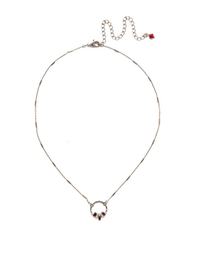 Haute Pendant Necklace - NDL28ASCP - A hammered circular pendant encrusted with brilliant baguette and round crystals makes even an everyday look feel special. From Sorrelli's Crimson Pride collection in our Antique Silver-tone finish.