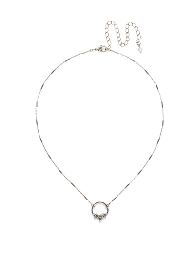 Haute Pendant Necklace - NDL28ASCRY - <p>A hammered circular pendant encrusted with brilliant baguette and round crystals makes even an everyday look feel special. From Sorrelli's Crystal collection in our Antique Silver-tone finish.</p>