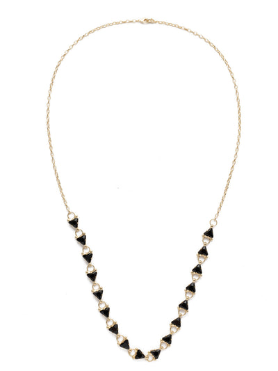 Tri Again Crystal Necklace Long Necklace - NDM13BGJET - Triangular crystals are separated by a circular metal design. You won't look like you've tried too hard with this casual style. From Sorrelli's Jet collection in our Bright Gold-tone finish.