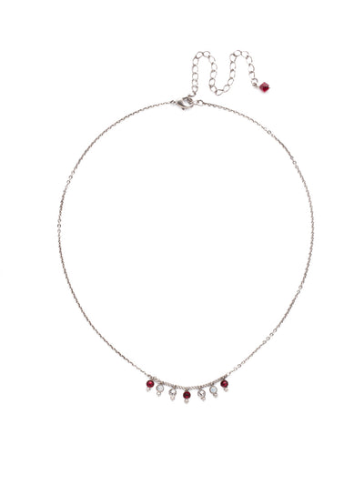 Delicate Dots Pendant Necklace - NDN115ASCP - Seven petite round cut crystals in ornamental metal settings adorn a thin chain in this simple, easy-to-layer necklace. From Sorrelli's Crimson Pride collection in our Antique Silver-tone finish.