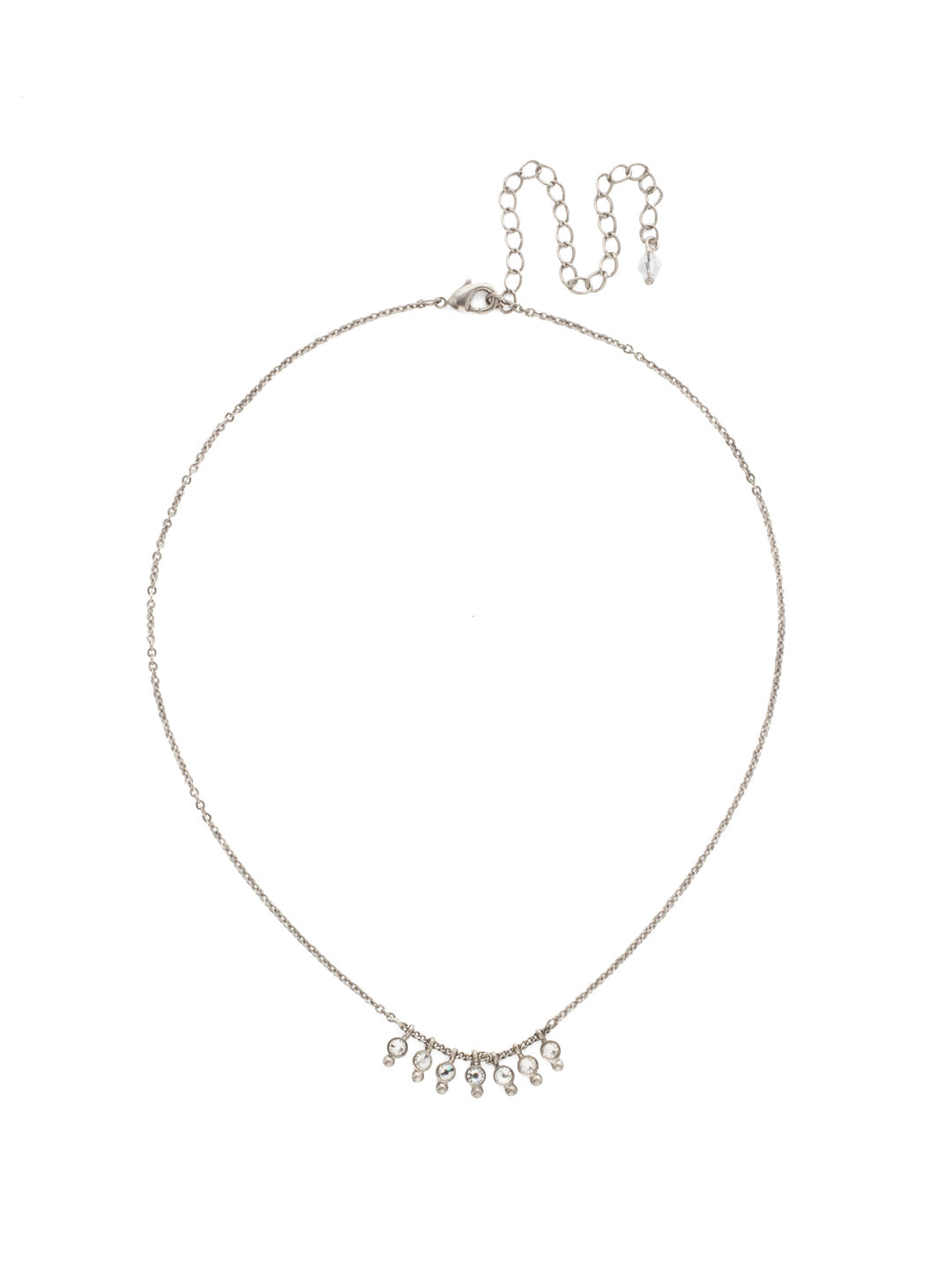 Delicate Dots Pendant Necklace - NDN115ASCRY - <p>Seven petite round cut crystals in ornamental metal settings adorn a thin chain in this simple, easy-to-layer necklace. From Sorrelli's Crystal collection in our Antique Silver-tone finish.</p>