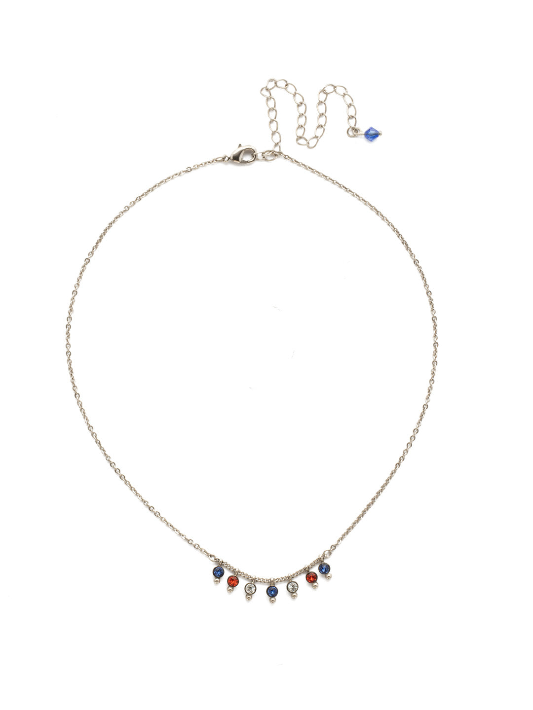 Delicate Dots Pendant Necklace - NDN115ASOCR - Seven petite round cut crystals in ornamental metal settings adorn a thin chain in this simple, easy-to-layer necklace. From Sorrelli's Orange Crush collection in our Antique Silver-tone finish.