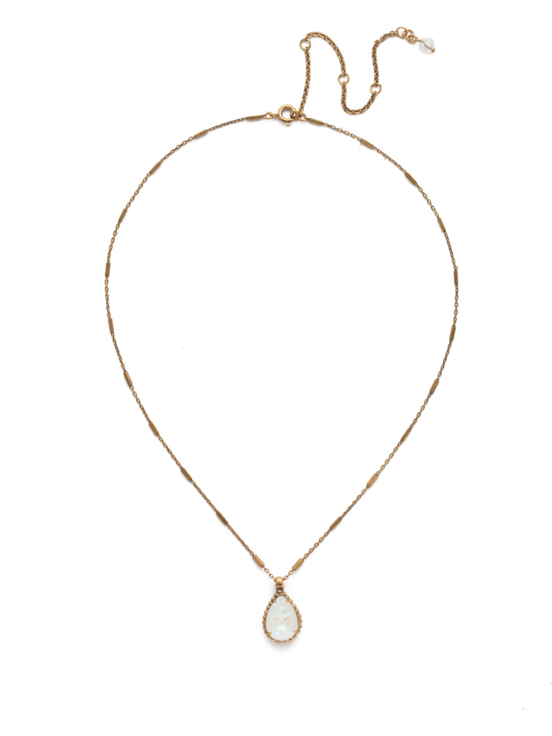 Simply Adorned Pendant Necklace - NDN12AGROB - A decorative chain and embellished setting highlight a central teardrop crystal. From Sorrelli's Rocky Beach collection in our Antique Gold-tone finish.