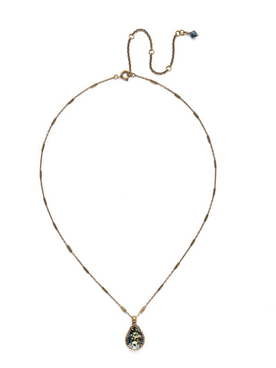 Simply Adorned Pendant Necklace - NDN12AGSDE - A decorative chain and embellished setting highlight a central teardrop crystal. From Sorrelli's Selvedge Denim collection in our Antique Gold-tone finish.