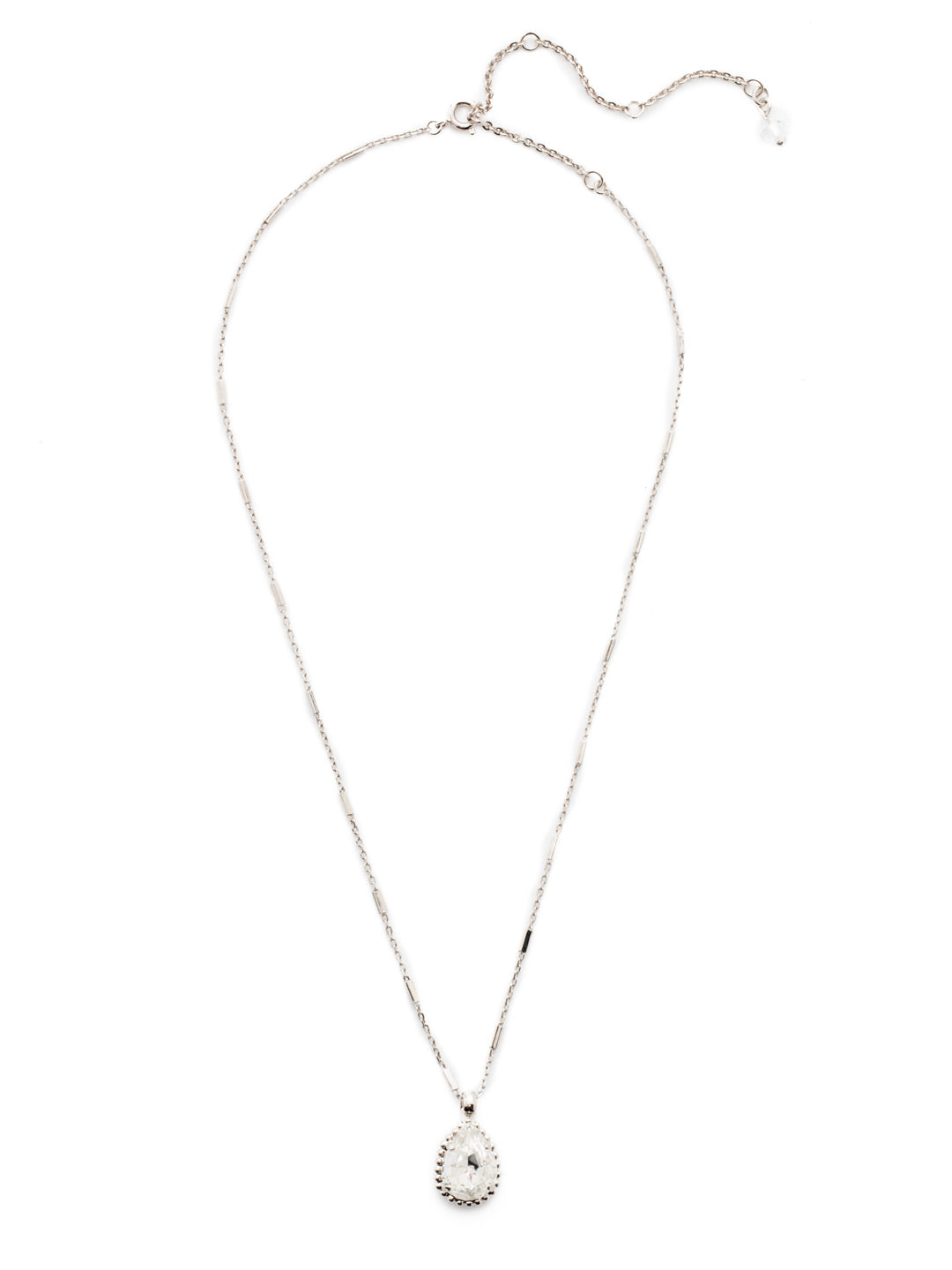 Simply Adorned Pendant Necklace - NDN12RHCRY - <p>A decorative chain and embellished setting highlight a central teardrop crystal. From Sorrelli's Crystal collection in our Palladium Silver-tone finish.</p>
