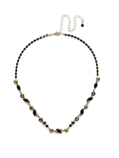 Simply Stated Tennis Necklace - NDN1ASBON - <p>Geometric shaped crystals fall in line to provide simple, yet stunning sparkle. A rhinestone encrusted chain completes this style and adds all-around allure. From Sorrelli's Black Onyx collection in our Antique Silver-tone finish.</p>