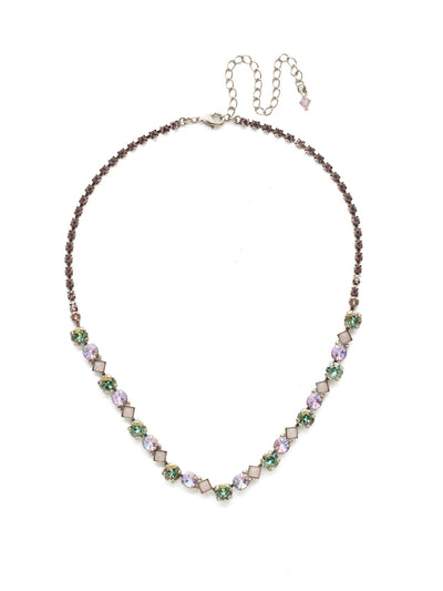 Dazzling Diamonds Line Necklace - NDN36ASLPA - Diamond-shaped semiprecious stones are accented by shimmering, round crystals in this classic necklace.