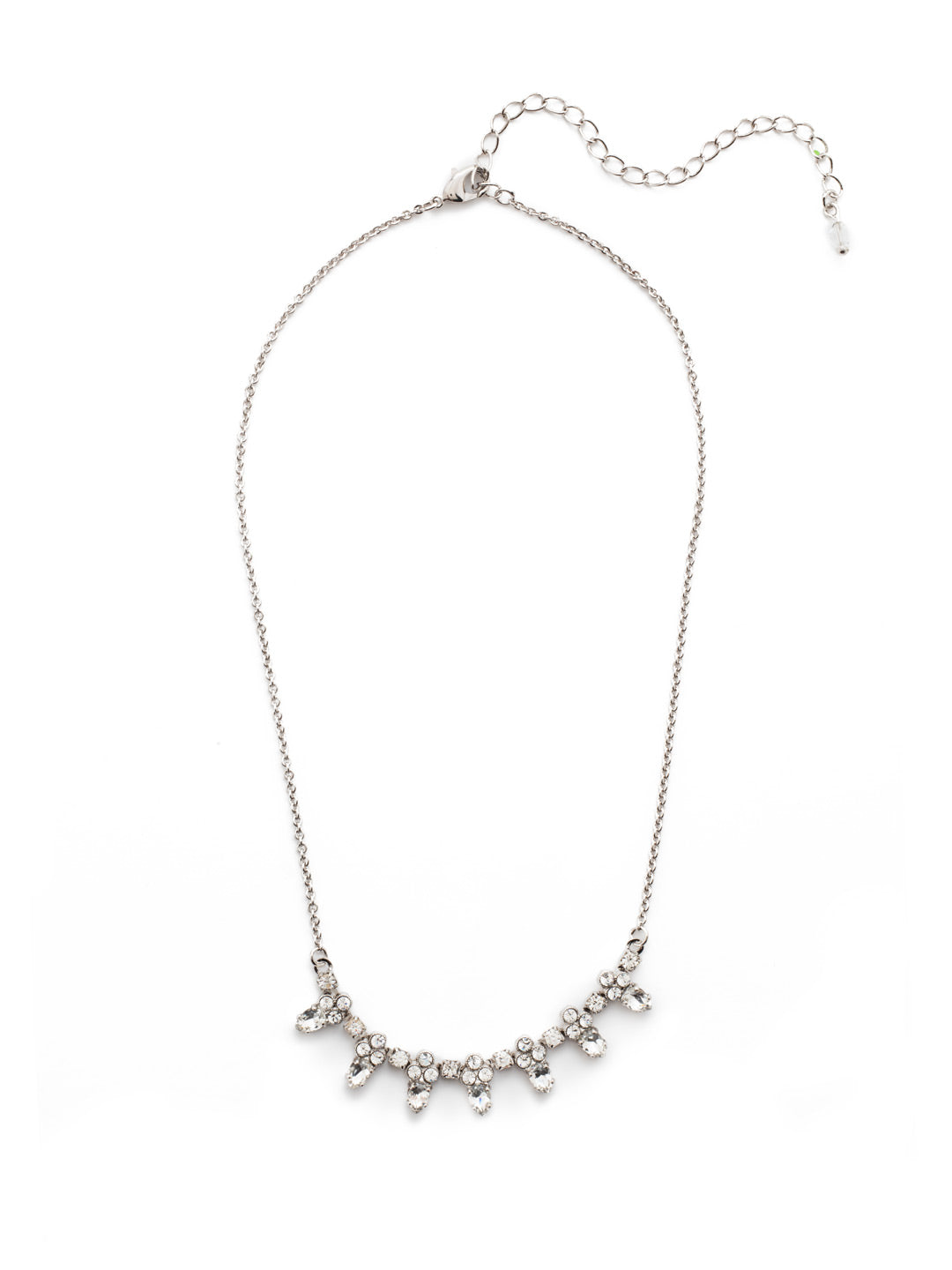 Twinkling Thistle Tennis Necklace - NDN46RHCRY - <p>A row of shimmering navette stones peek out from their delicate crystal setting in this half line design. From Sorrelli's Crystal collection in our Palladium Silver-tone finish.</p>