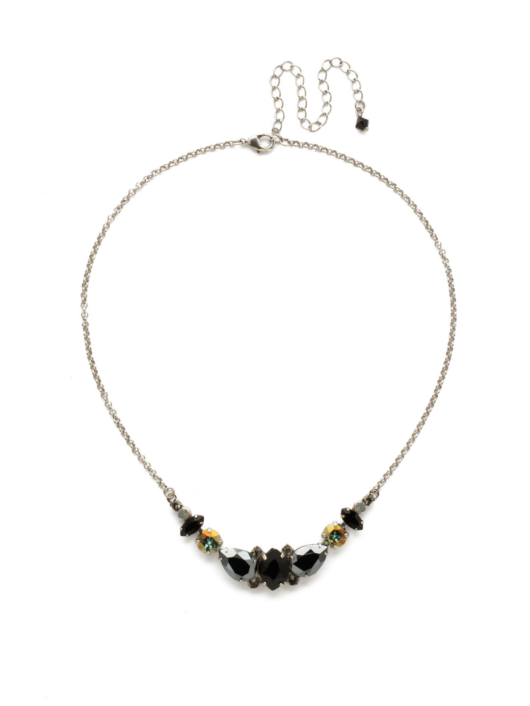 Crysanthemum Statement Necklace - NDN4ASBON - A sweet, petite style whose whimsical design adds just the right amount of flair to any look. From Sorrelli's Black Onyx collection in our Antique Silver-tone finish.