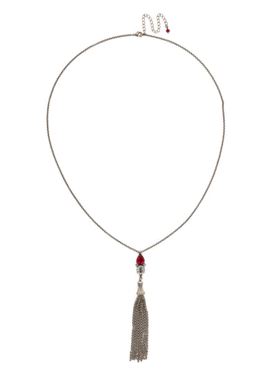 Timeless Tassel Necklace - NDN51ASCP - Our Tassel Necklace has pear and round shaped crystals embellish an ornamental tassel. Wear alone or with your favorite pendants and classic styles. From Sorrelli's Crimson Pride collection in our Antique Silver-tone finish.