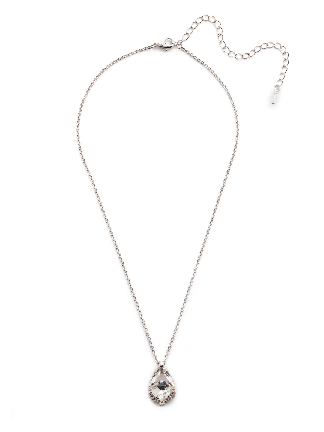 Elegantly Entwined Pendant Necklace - NDN65RHCRY - <p>A central cushion cut crystal is nestled beneath two elegant navettes and above a delicate pattern of petite, geometric cut crystals. Wear this delicate pendant alone or layered with your favorite longer styles. From Sorrelli's Crystal collection in our Palladium Silver-tone finish.</p>