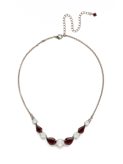 Polished Pear Statement Necklace - NDN74ASCP - Rivoli, round &amp; pear - all in a row for a pretty, polished feel! From Sorrelli's Crimson Pride collection in our Antique Silver-tone finish.