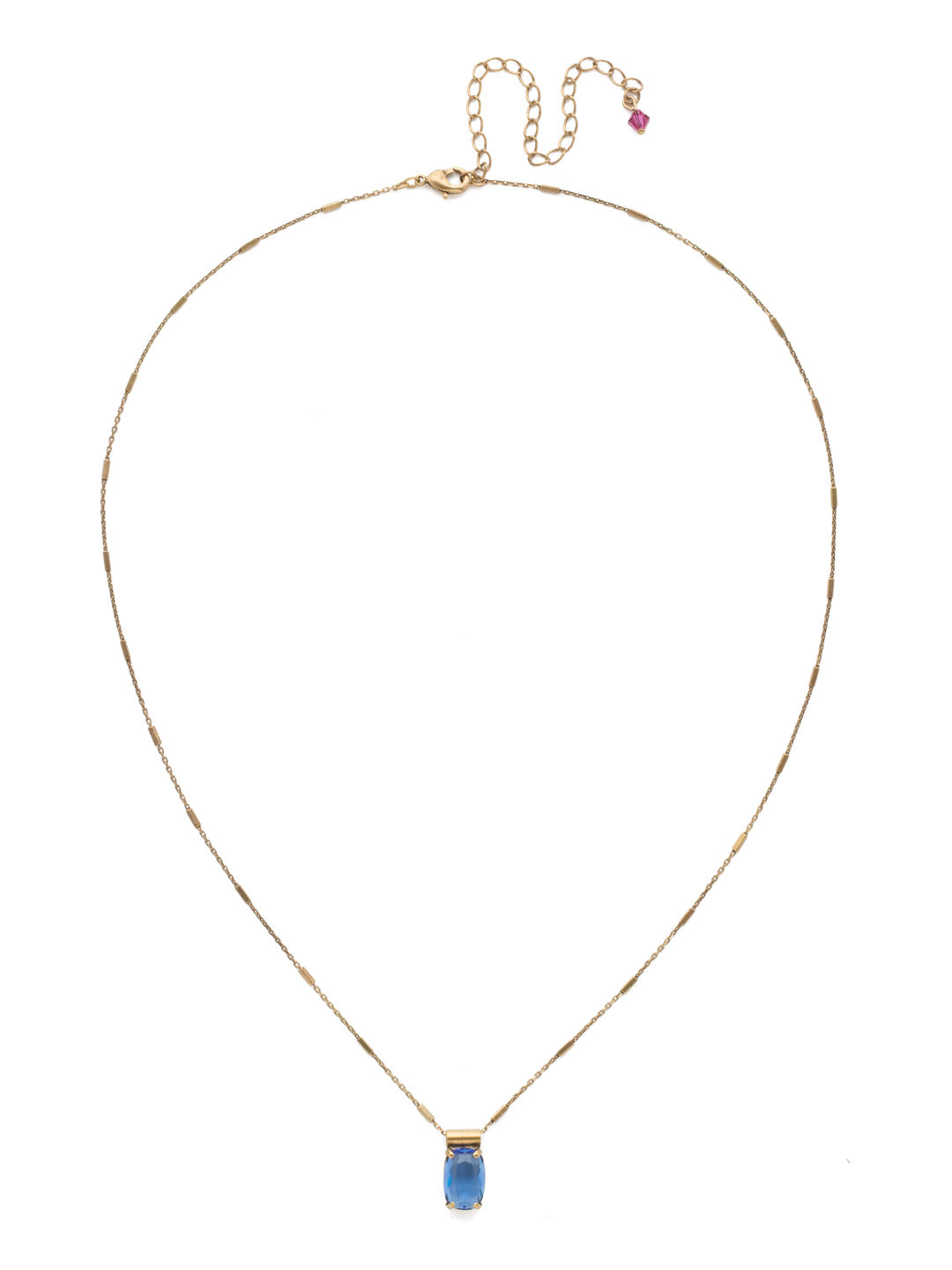 Singular Sensation Pendant - NDN7AGWIL - <p>A single rectangular crystal moves freely on an ornamental chain. A perfect piece for layering! From Sorrelli's Wildflower collection in our Antique Gold-tone finish.</p>