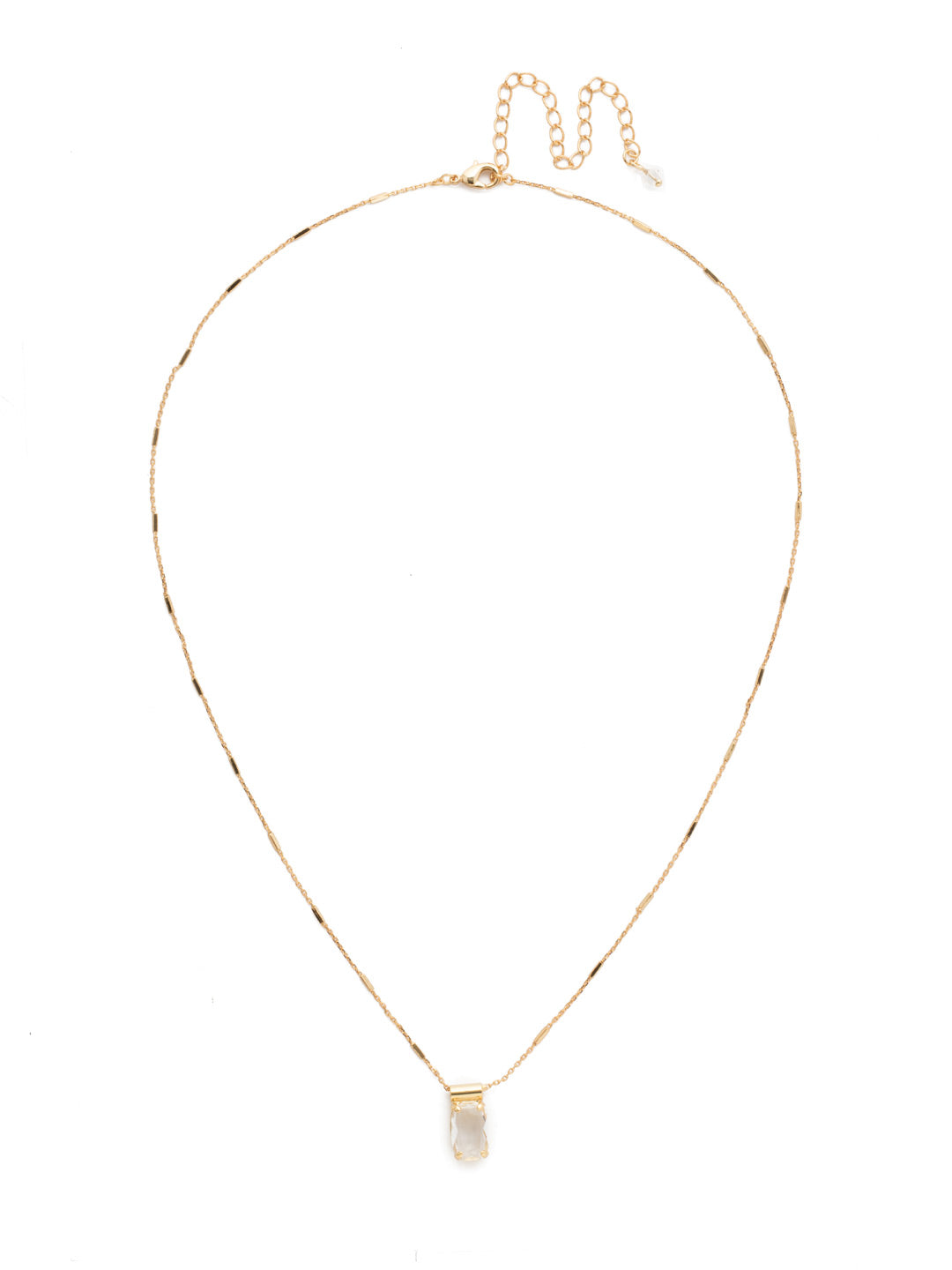 Singular Sensation Pendant - NDN7BGCRY - <p>A single rectangular crystal moves freely on an ornamental chain. A perfect piece for layering! From Sorrelli's Crystal collection in our Bright Gold-tone finish.</p>