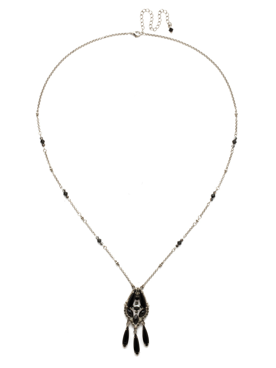 Brilliant Boho Pendant - NDN99ASBON - <p>A fun design with lots of movement perfect for everyday styling! A delicate chain with beaded details completes the bohemian vibe. From Sorrelli's Black Onyx collection in our Antique Silver-tone finish.</p>