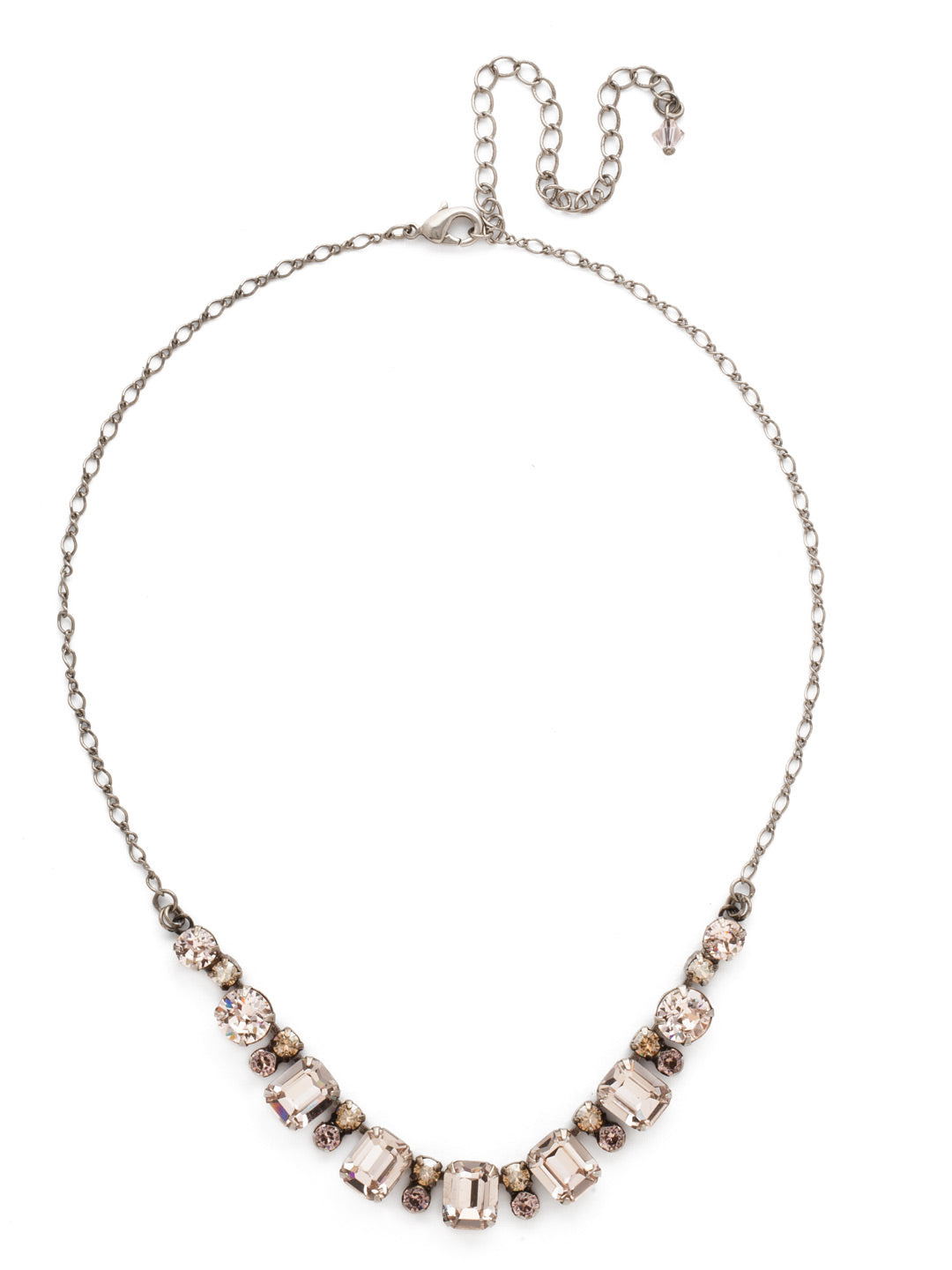 Divide and Conquer Necklace - NDP1ASSBL - <p>Elegant emerald crystals are divided by petite round pairings in this modern line necklace. Individual round crystals taper at the ends of this design to keep the look flirty and feminine, giving you the confidence to conquer whatever the day brings! From Sorrelli's Satin Blush collection in our Antique Silver-tone finish.</p>