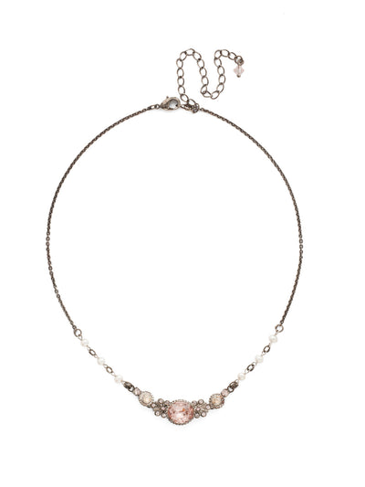 Vintage Inspired Tennis Necklace - NDP2ASSBL - <p>This necklaces has a pearl detailed chain. From Sorrelli's Satin Blush collection in our Antique Silver-tone finish.</p>