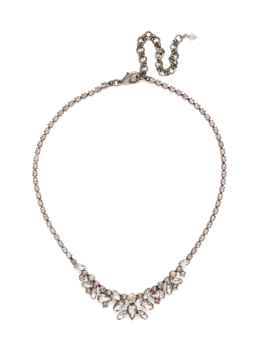 Cluster Bib Statement Necklace - NDP4ASSBL - <p>This bib necklace features a floral inspired crystal design. From Sorrelli's Satin Blush collection in our Antique Silver-tone finish.</p>