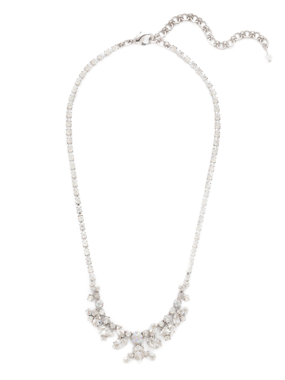 Cluster Bib Statement Necklace - NDP4RHWBR - <p>This bib necklace features a floral inspired crystal design. From Sorrelli's White Bridal collection in our Palladium Silver-tone finish.</p>