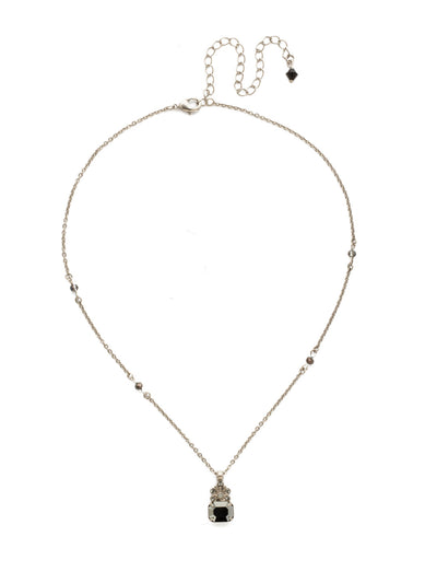 Crowning Glory  Necklace - NDP9ASBON - An enchanting emerald cut stone is crowned with an ornate crystal-encrusted design. From Sorrelli's Black Onyx collection in our Antique Silver-tone finish.