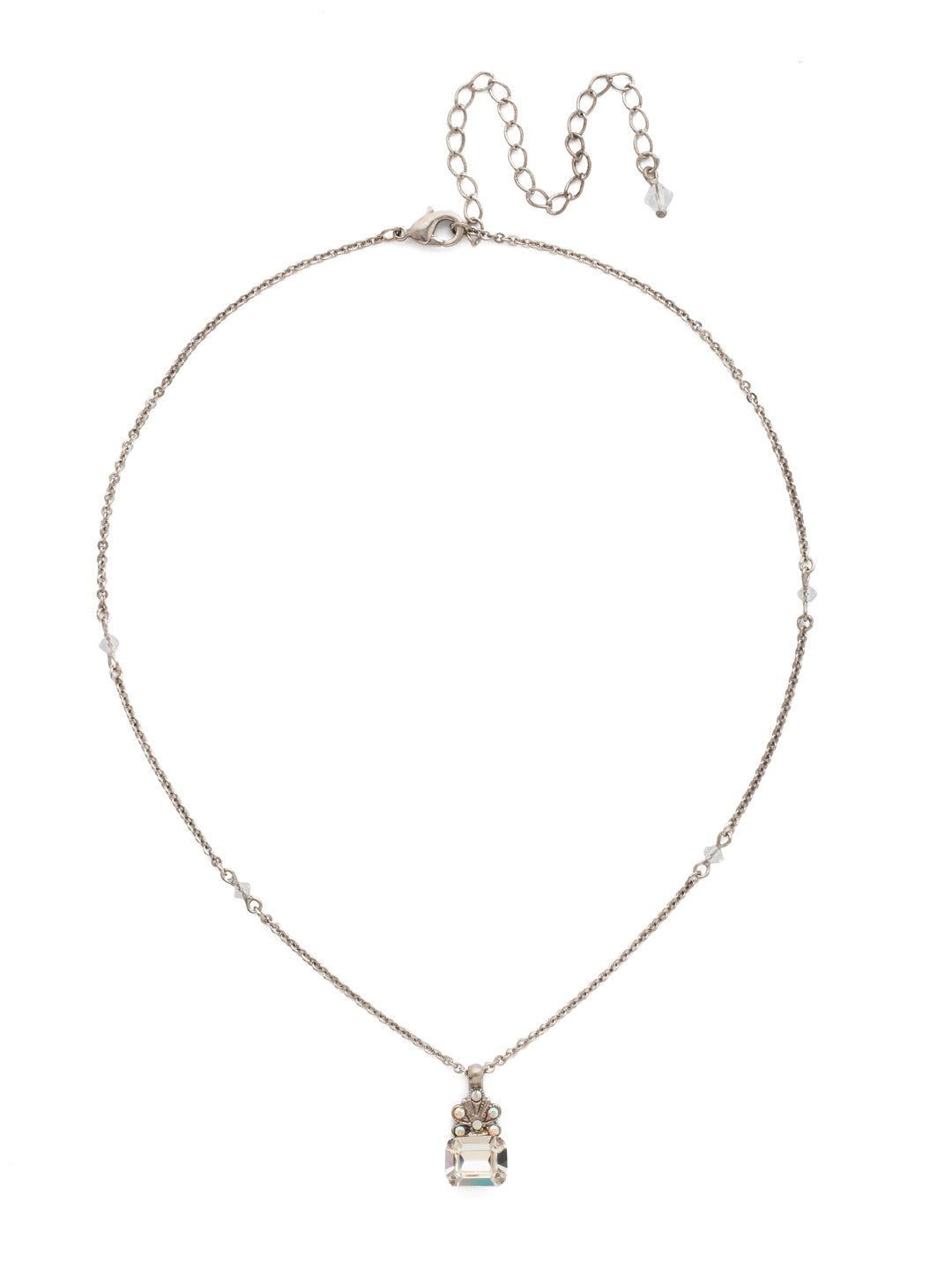 Crowning Glory  Necklace - NDP9ASWBR - <p>An enchanting emerald cut stone is crowned with an ornate crystal-encrusted design. From Sorrelli's White Bridal collection in our Antique Silver-tone finish.</p>
